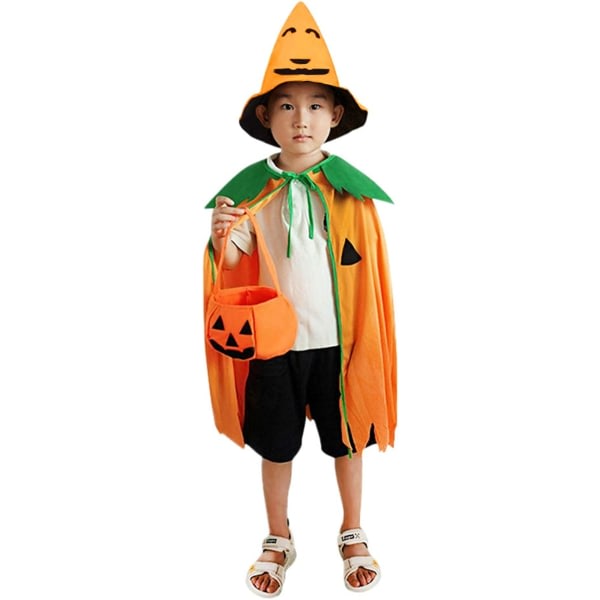 Galaxy Halloween Barn Pumpa Kläder Cape Hat Bag 3 deler