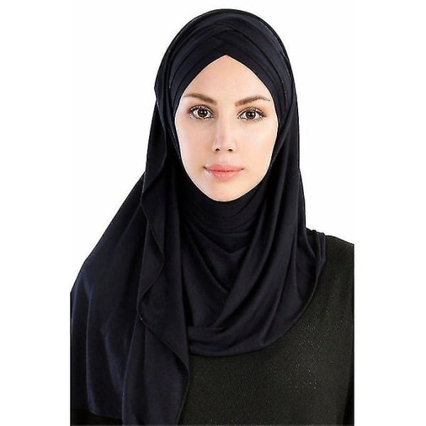 Monokrom Scarf Hat En integreret muslimsk Scarf Hat Cap Sort