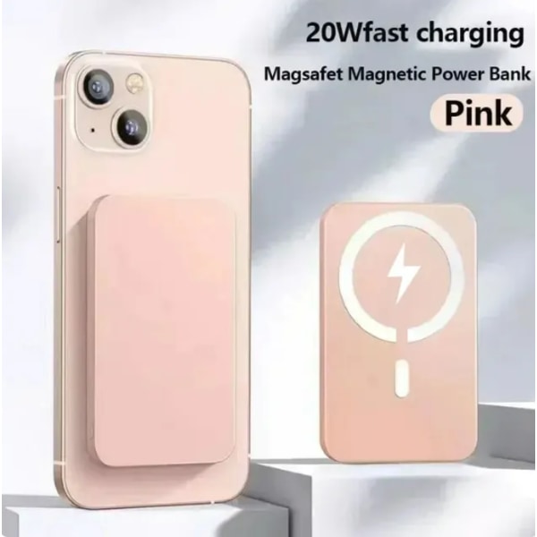 100000mAh bärbar trådlös laddare Macsafe extra reservexternt magnetiskt batteripaket Power Bank för iPhone 13 14 15 Pro pink