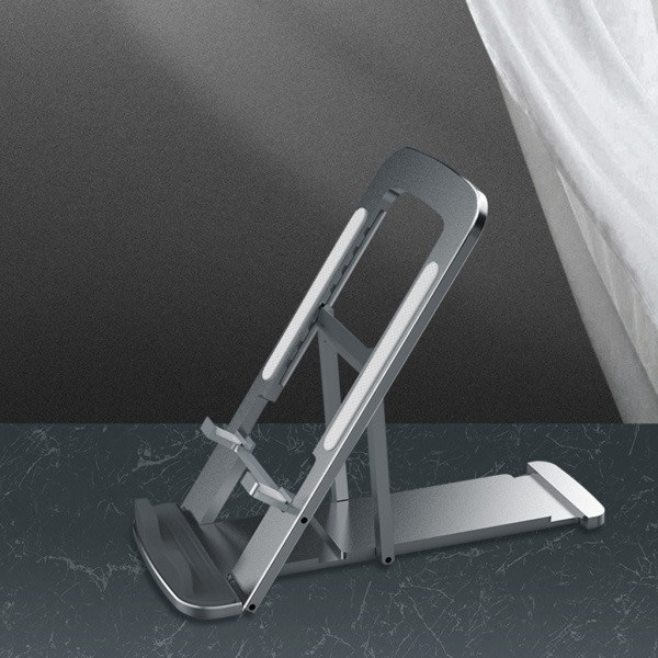 Hopfällbart Laptopstativ 7 Höjdjusterbar Ergonomisk Aluminium Riser Plattform Super Stabil för 4-12,9\" Bärbara Datorer Silver