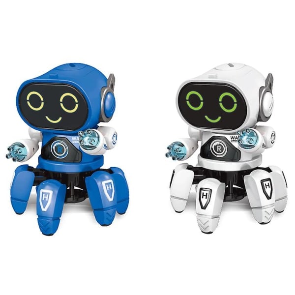 Seksbenet intelligent robot DIY Elektrisk let musikdans (hvid)