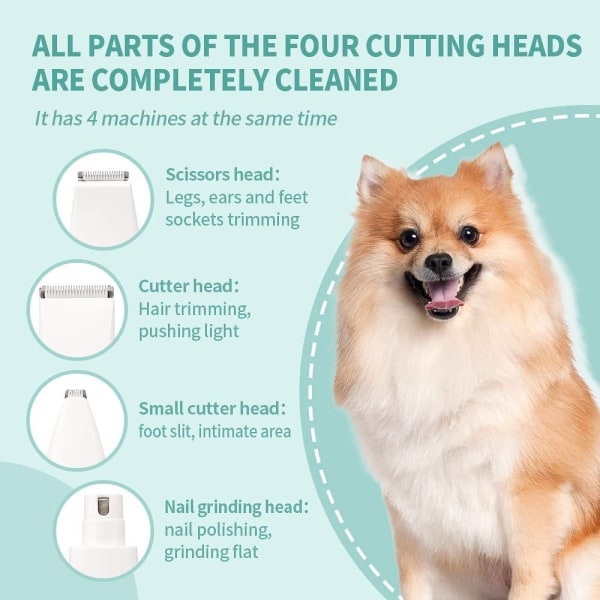 TG Paw Clipper, 4 i 1 profesjonell hundklipper, elektrisk hund- og katteklipper
