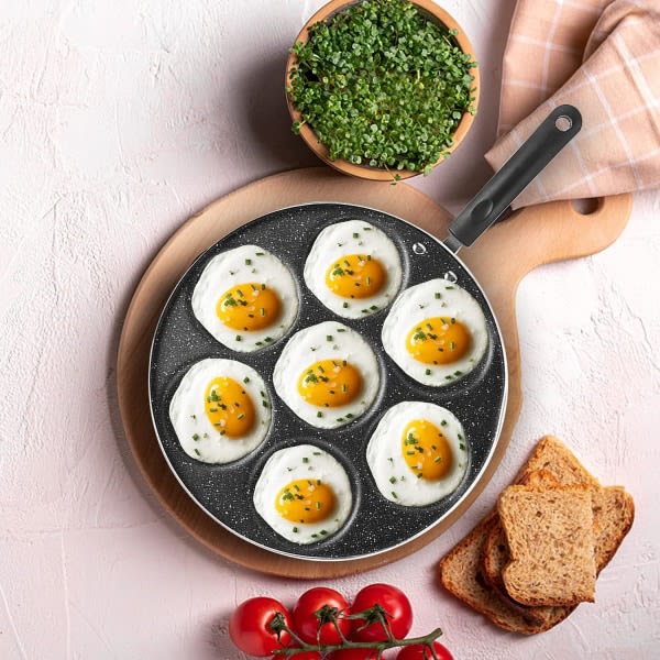Galaxy 7 håls stekpanna, friterade ägg kokpanna miniburgare pannkakskokare aluminium kjøkken