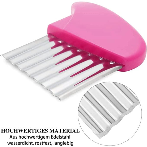Chips Wave Cutter, 2-pack potatisskärare i rostfritt stål (rosa och cyan)