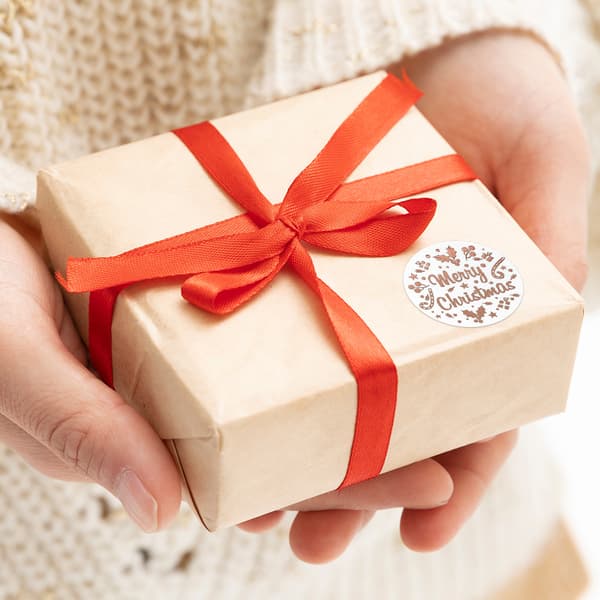 Hyvää Joulua tarrat 1 rulla 500 kpl Rose guld Rose guld