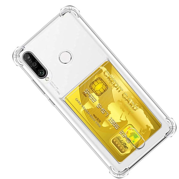 TG Huawei P30 Lite - Kätevä Kotelo Korttitaskulla Läpinäkyvä/Läpinäkyvä Läpinäkyvä/Läpinäkyvä