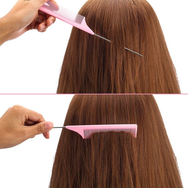 TG Rat Tail Comb Set med Delingskam: 3 stk, Lang Stålpinne Rat Tail Tease Comb, Hårkammar - Blå