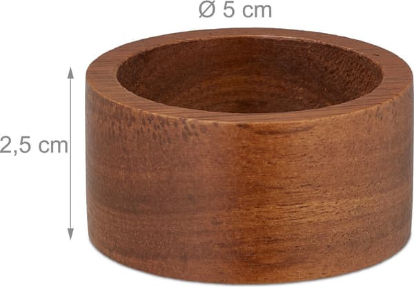 Håndlavede Runde Servietringe Træ - Sæt med 12 - 2,5 x 5 cm - Træservietring - Til Papir- og Stofservietter