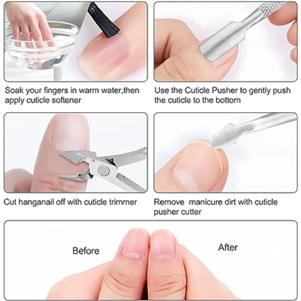 3 delar-nagelbandsputsningskit - nagelbandstrimmer, stålskjutare och