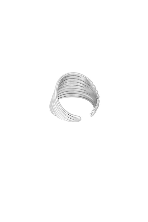 Ring i Rustfrit Stål med Skårne Linjer - Sølv - Justerbar Silver Silver