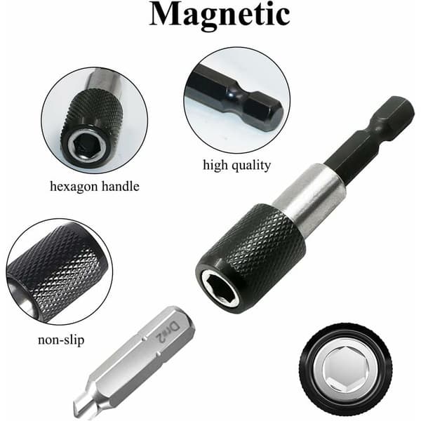 Magnetisk bitsholder, 1/4\" 60mm slagtrekker bitsholder, for gipsplater og rask montering av skruer i gips