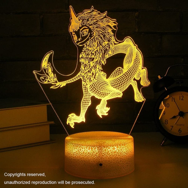 Qinwei Dragon Nattlampa Sisu Dragon Light Bord bredvid Dragon lampa f?r sovrummet som f?delsdagspresenter f?r barn (Stil 12)