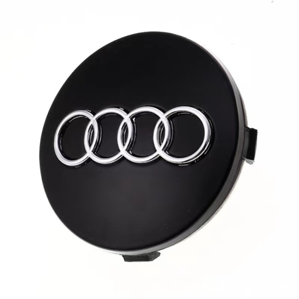 4 nye 60 mm sorte Audi aluminium hjulkapsler, badges Emblem