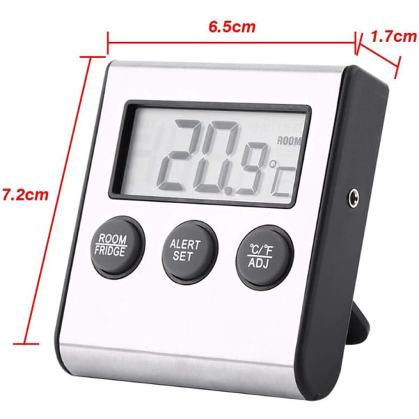 Køleskabstermometer, digital LCD-termometermonitor med sondetemperatur Køletermometer -50℃ til 70℃