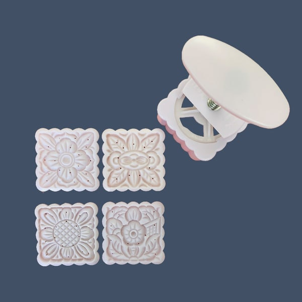 DIY 3D Månekageform Sæt Blomster og Græs Mønster Form Månekage Form