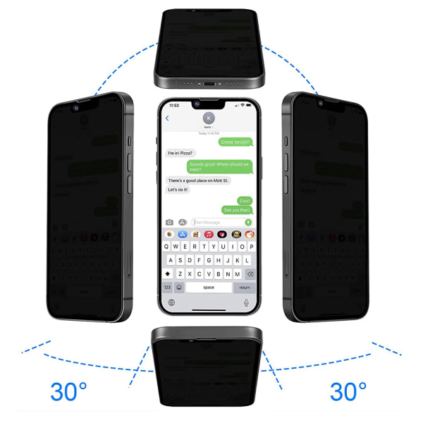 TG (3-PAK) iPhone 14 Pro Max Skærmbeskytter (ANTI-SPY) HD Sort