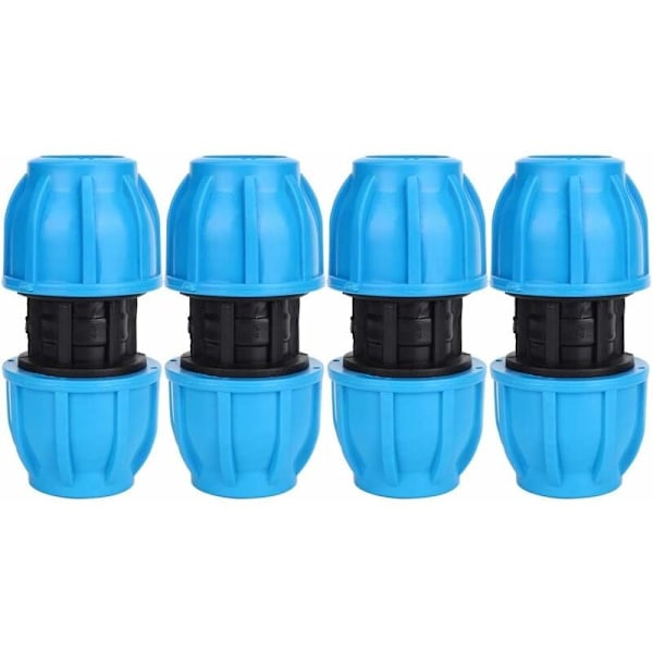 4 stk. 25 mm til 25 mm PE Plast Lige Vandrørsfittings PVC PE PPR Rørforbindelsestilbehør
