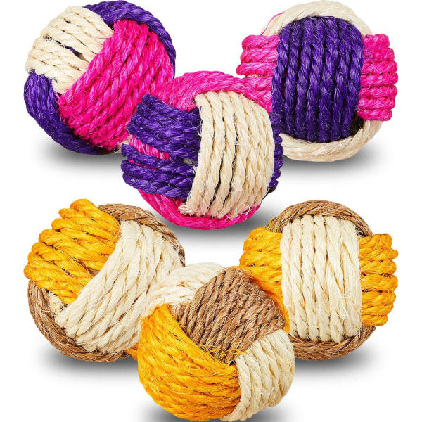 6 stk Katt Lekeballer Kattesisal Ball Interaktiv Kattball Katt Rullende Ball Scratch Katt Leke (Tilfeldig Farge)
