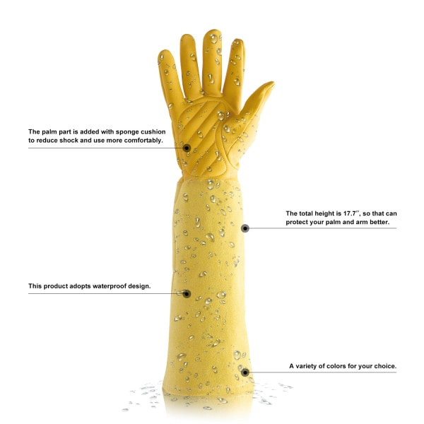 TG Keltainen lampa nahka Koko M - Puutarhan nahkakäsineet Rose Leather Gloves Naisille
