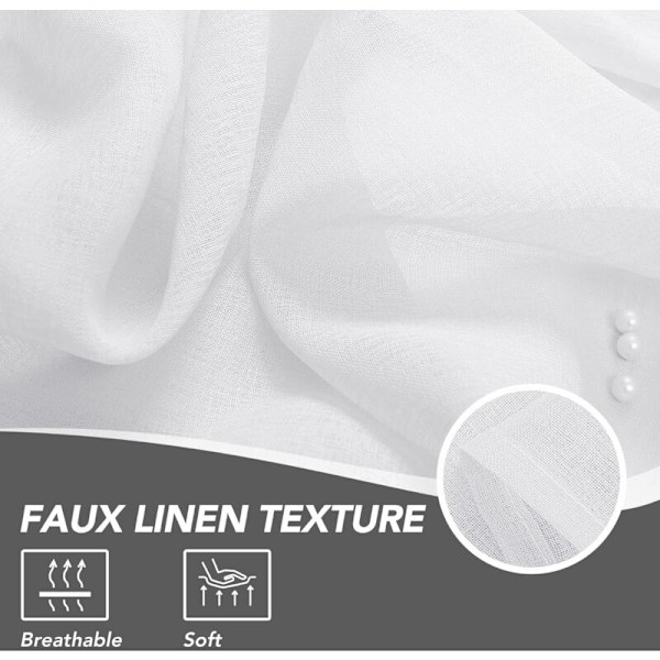 Sæt med 2 Voile Gardiner Superbløde Dekorative Øskengardiner Stue Soveværelse Pige Baby 132x160cm Hvid