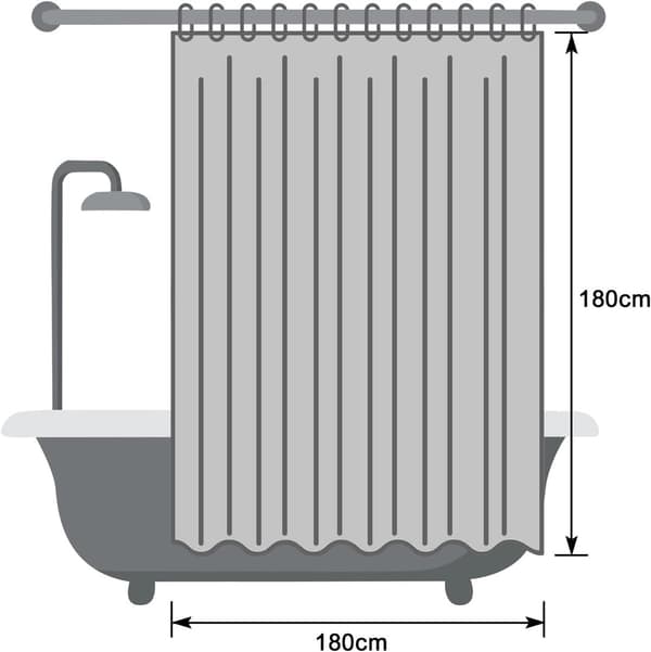 Bruseforhæng - Vaffel - Vaskbart bruseforhæng - Inklusive ringe - Vandtæt - Polyester - Velegnet til bruser og badekar - 180 x 180 cm - Beige
