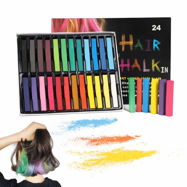 TG Hårkritor / Hårfärg för Barn - 24 olika färger för hår multifärg