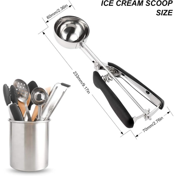 Kakespade, Rustfritt Stål Cookie Scoop 60 mm med Easy Trigger Godt grep for potetmos, kjøttboller, melonboller og kaker