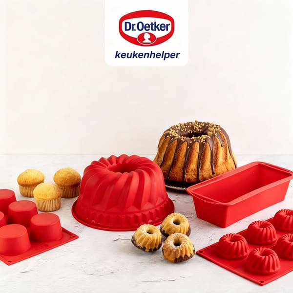 Dr. Oetker Silikon brödform 24 cm, flexibel non-stick bakform för bröd och kakor för hembakning, röd