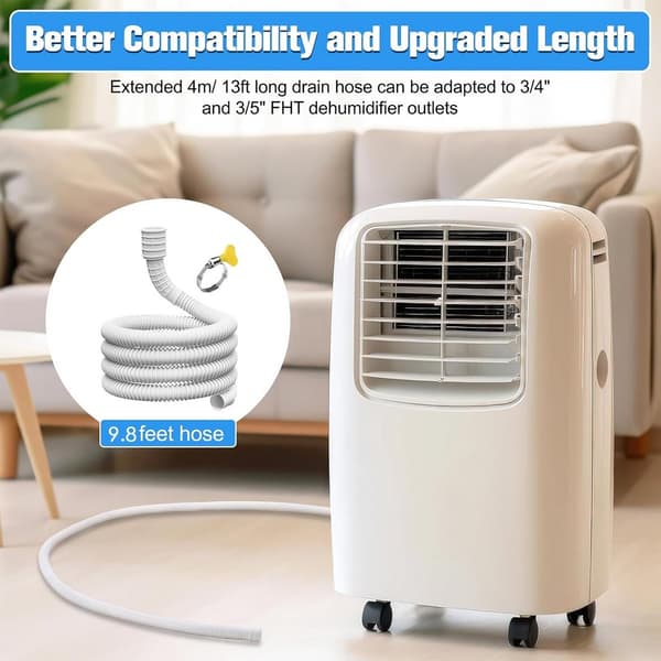 Flexibel dräneringsslang för luftkonditionering och avfuktare, kapbart PE-kondensavloppsrör med klämma, knickresistent, vit, 16 mm/25 mm adapter
