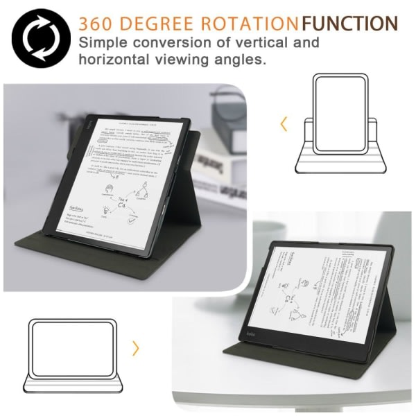 Kobo Elipsa Etui 360 Graders Rotationsstiv - Sort Sort