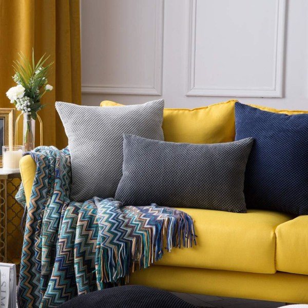Sett med 2 ananas-putetrekk Myke, solide, dekorative firkantede putetrekk Puter for sofa, soverom, bil 12\"x20\", 30x50cm mørkegrå