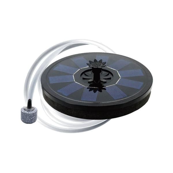 Solardriven dammluftare syrepump med luftslang och stenbubbla, akvariumluftare fontän