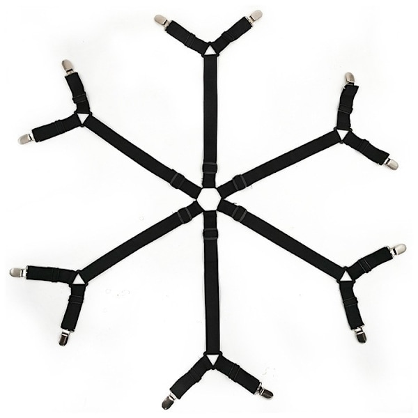 Lakanan kiinnityksen liukuestesolki, kolmiolakanan kiinnitysklipsi, säädettävä lakanan klipsi, lakanan solki, lakanan kiinnityslaite 【White 1 piece】 Six-sided 12-clamp