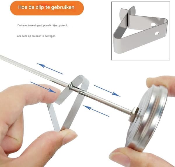 Steketermometer i rustfritt stål med tydelig display og stort termometer, direktekoblet termometer, sondelengde 300 mm, 0℃~300℃ matlaging