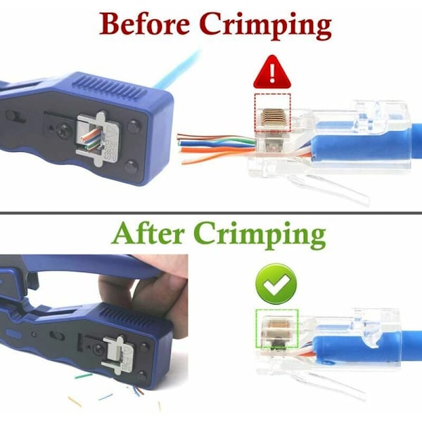 Professionelt RJ45-krimpværktøj RJ45 Cat 7-krimpværktøj med Cat6 RJ45-stik og RJ45-konnektor, af DEBUNS