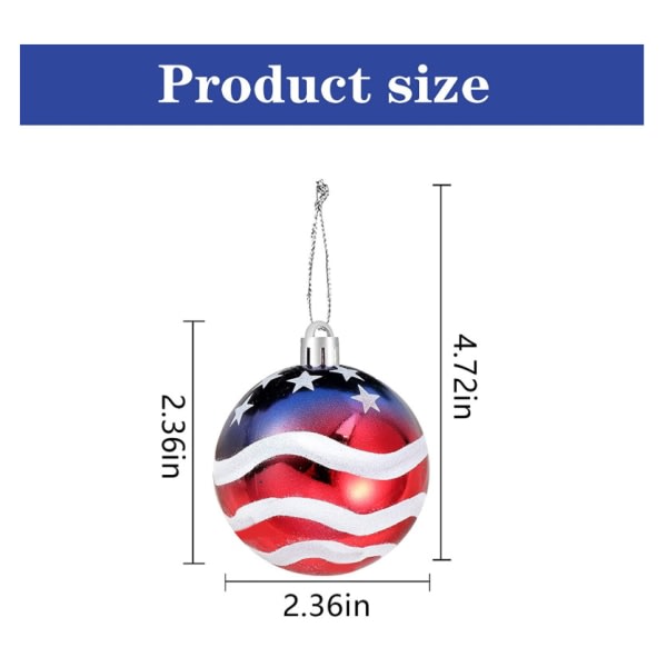 12 st 6cm Bollprydnad - Hängande Bollflagga Prydnad, Julgran, USA-tema Festtillbehör