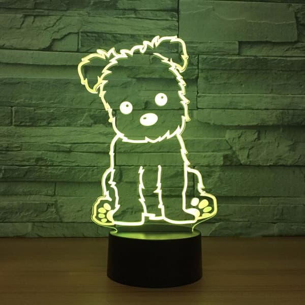 3D Hund Dyr Nattlys Touch Bord Skrivebord Optisk Illusjon