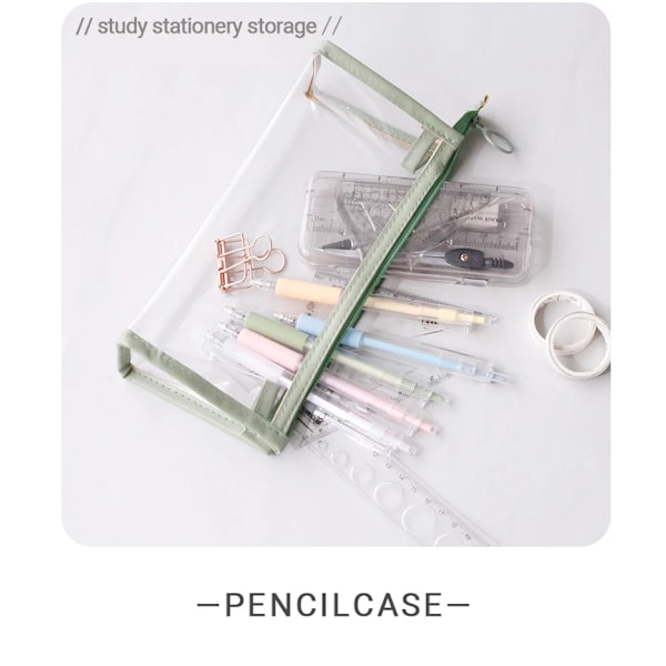 Transparent Pennfodral, Stor Kapacitet Enkel Pennväska Kawaii Kosmetikväska för Skolmaterial Kontorsmaterial