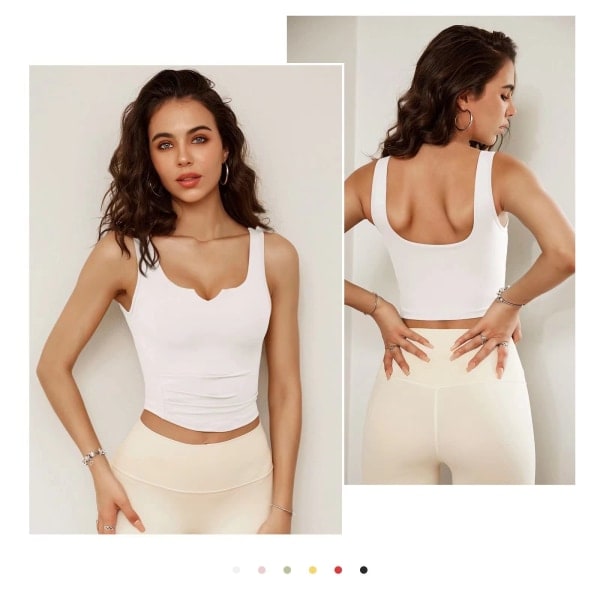 Urheiluliivit Naisille V-kaula Avoin Selkä Irrotettava Pehmustettu Kuntosali Crop Top Liivit Naisille Jooga Liivit Treenipaita, Langaton Hikoilunpoistava Hengittävä