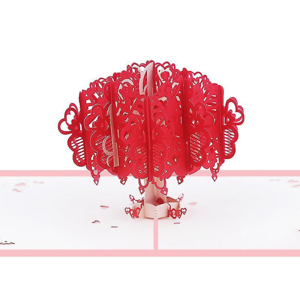 Galaxy 3D romantiske popup-kort rött hjerte træ, jubilæumskort, alla hjertens dag-kort