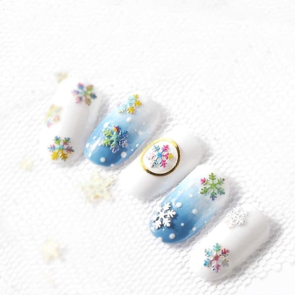 4st Snöflinga Nagelkonst Tillbehör 3D Charm Paljetter