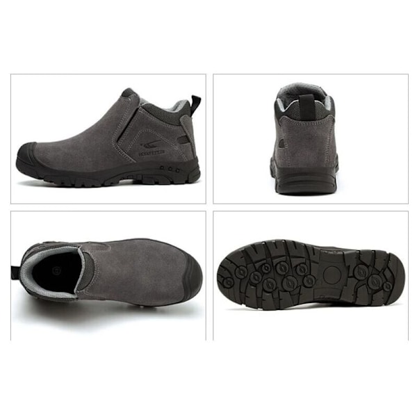 Svetsarskor med Slip-on - Halkfri gummisula - Nötningsbeständiga, skållningsskyddande arbetsskor för svetsare - Grå - 41EU..DEBUNS