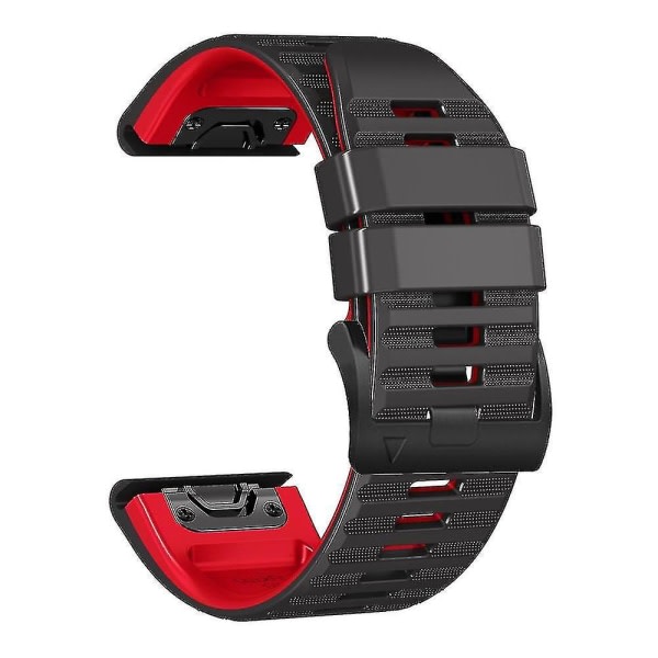 För Garmin Tactix Delta/Enduro Horisontella Stripes Silikonersättningsarmband Watch Svart Röd