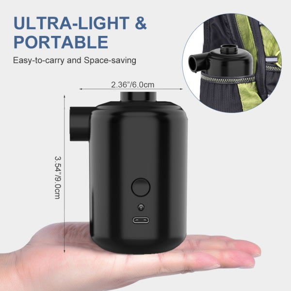 TG Sähköinen ilmapumppu, latautuva ilmapumppu 3600mAh Ilmapumppu/Tyhjennyspumppu