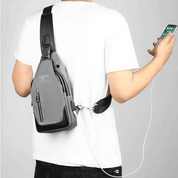 TG Liten Ryggsäck för Män Casual Hängande Väska, Herr Messenger Bag Grå