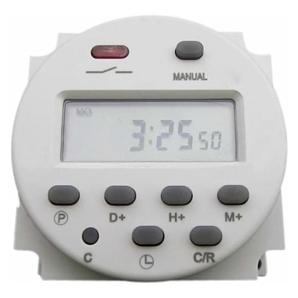 CN101 12V DC/AC Digital Timer, LCD Programmerbart Tidsrelæ til Elektriske Stikkontakter Hvid