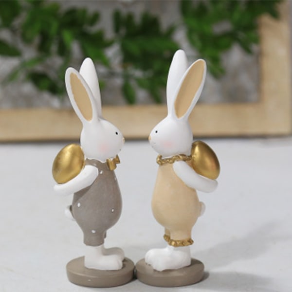1 par Bunny Rabbit Figure Ornament Micro Landscape Statue påskdekoration