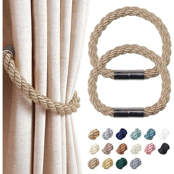 2-pack starka magnetiska gardinband Modern enkel stil drapering av ryggar Bekväm dekorativ vävd gardinhållare (kaki)