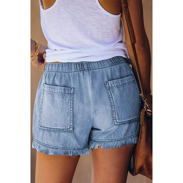 Dame Shorts i Bomuld og Linned Elastisk Bånd Hot Pants Sommer Løse Shorts; S