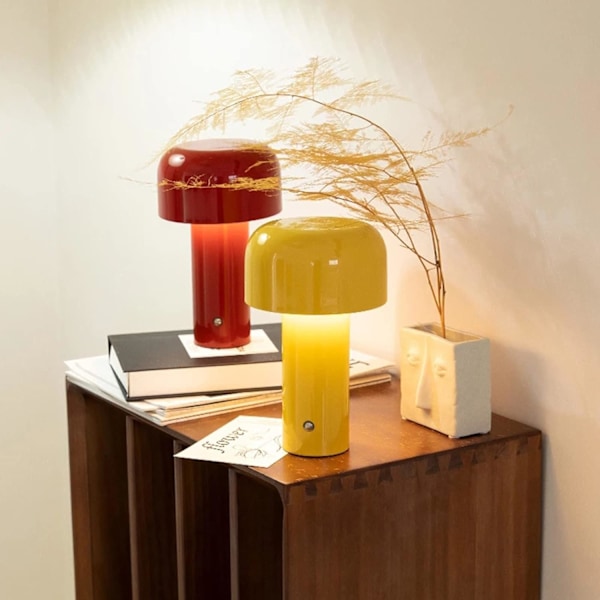 1. Svamplampe med Touch-Dæmpning Bordlampe til Stue USB Opladbar Led Natlampe Moderne Trådløs Værelse/Bar/Soveværelse/Sengebord/Studie/Hjem/Kontor Yellow